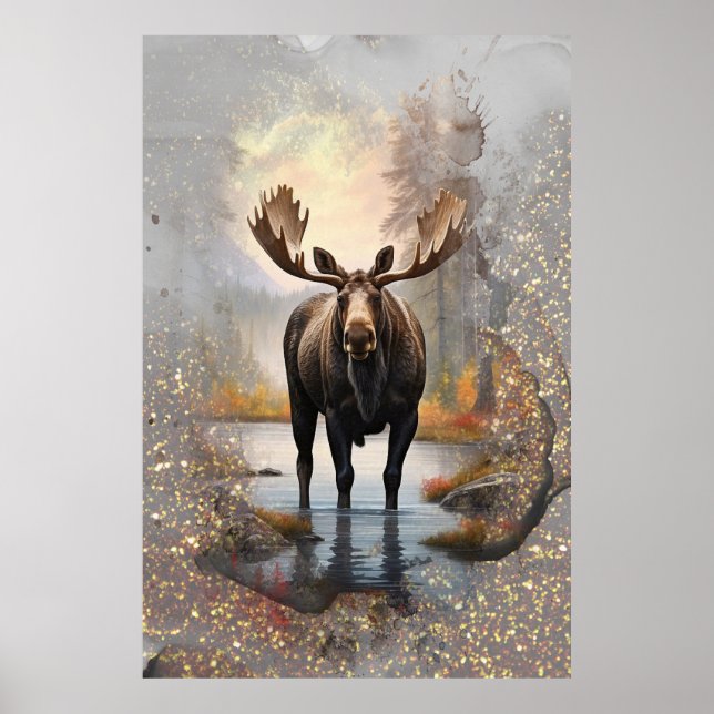 Poster *~* Nature AP49 MOOSE Artsy Forest Sparkle (Frente)
