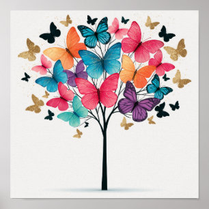 Poster Nature Caprichosa Borboleta Árvore da Vida