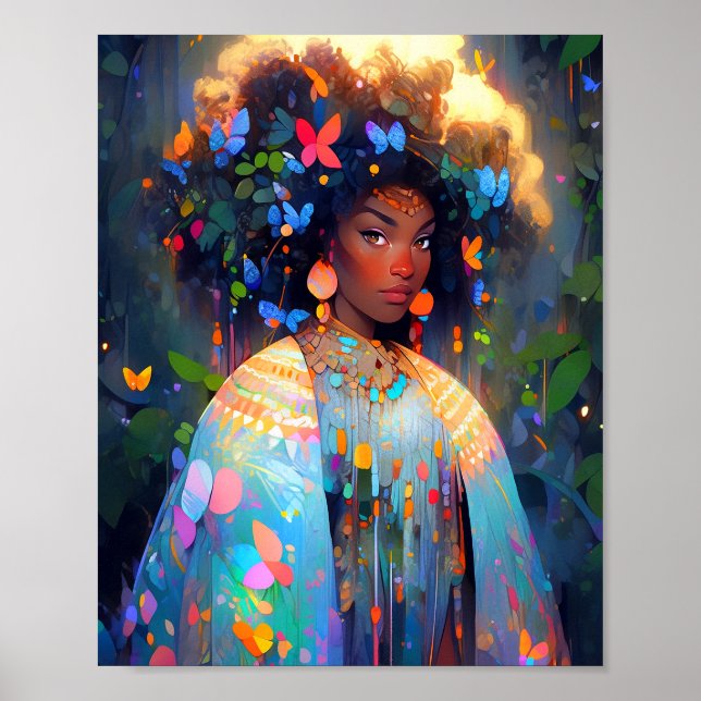 Poster Nature Goddese African American Fantasy Art (Frente)