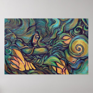 Poster Nature Green Goddese Pintando a Terra Pagana