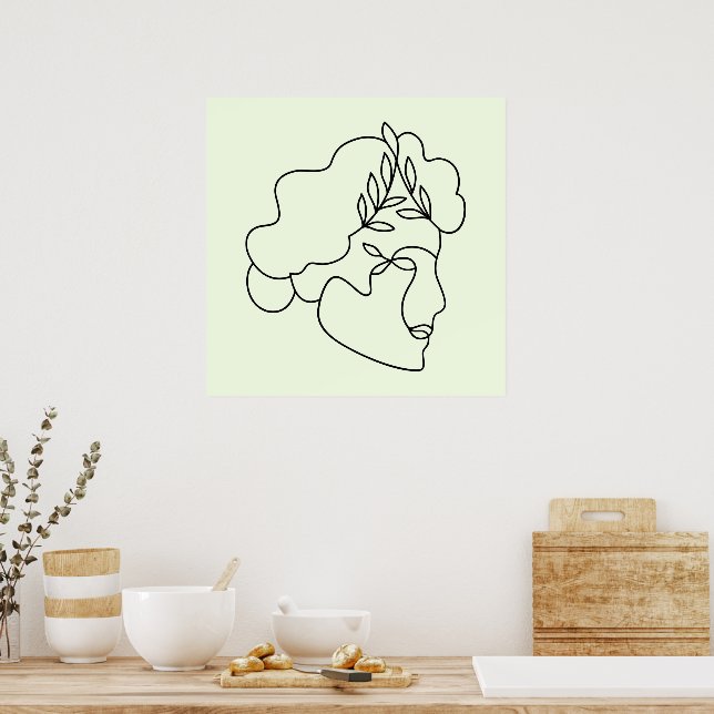 Poster Nature Interior – Arte de Linha Botânica Abstrata  (Cozinha)