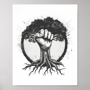 Poster Nature Lover Ambiental Fist Tree Roots Eart