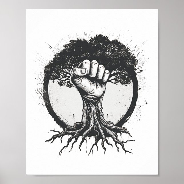 Poster Nature Lover Ambiental Fist Tree Roots Eart (Frente)