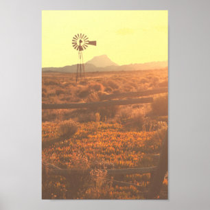 Poster Nature Mountain South Africa ZA Wind Pump