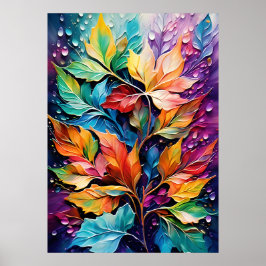 Poster Nature Wall Art, Vibrant Color Deixa Dewdrots