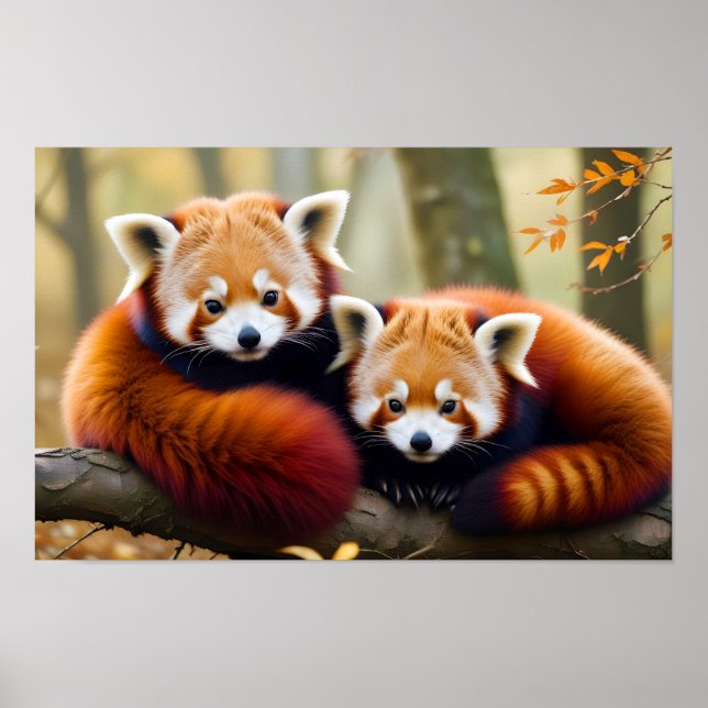 Poster Natureza Animal da Panda Vermelha (Frente)