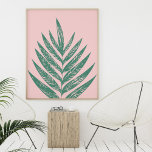 Poster Natureza Botânica - Ilustração Tropical Cor-de-ros<br><div class="desc">Um moderno minimalista,  rosa e botânico verde,  ilustração de um bonito rosto de palma.</div>