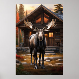 Poster *~* Natureza Cabina AP49 Algodão Florestal MOOSE
