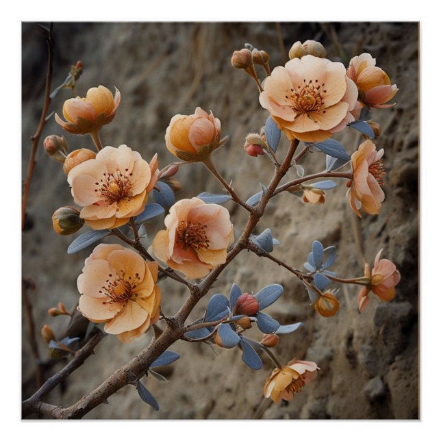 Pôster Natureza Cinemática: Ilustração Floral Dramática (Frente)