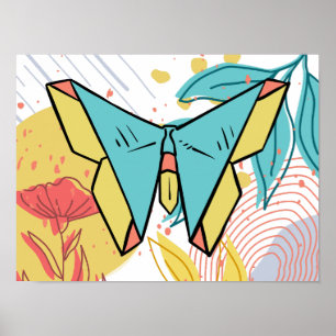 Poster Natureza da Borboleta da Flor Colorida de abstrato