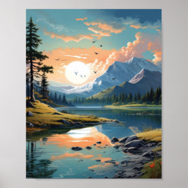 Poster Natureza da Ilustração Artística Paisagem