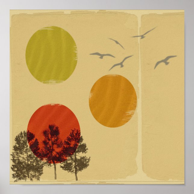 Pôster Natureza em Retro (Frente)