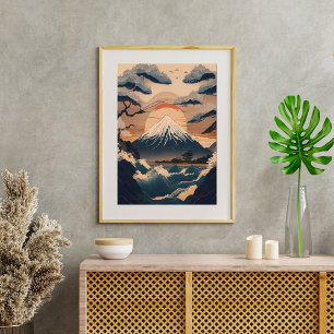Poster natureza japã com Monte Fuji