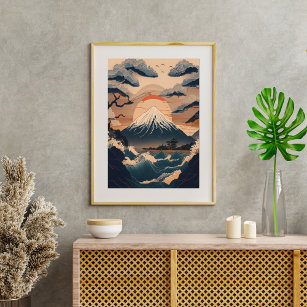 Poster natureza japã com Monte Fuji