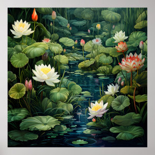Poster Natureza Lotus Water Lily Pond Landscape