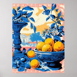 Poster Natureza-Morta Atemporal com Laranjas e Folhagem A