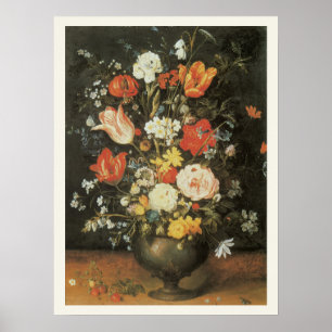 Pôster Natureza-morta Barroca Flores em Vaso de Metal
