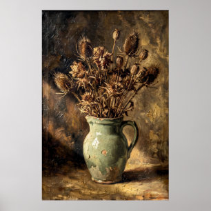 Poster Natureza-Morta com Flores Secas Antigas em Vaso