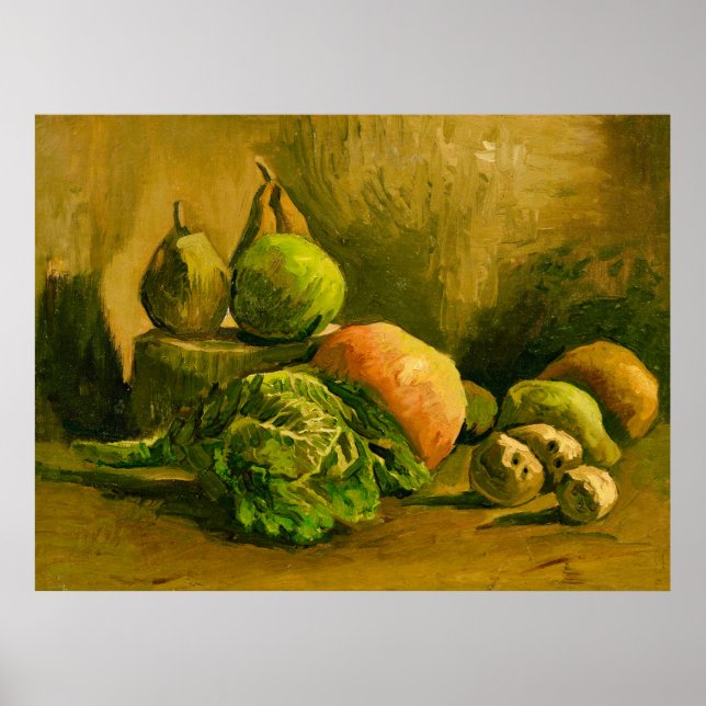 Poster Natureza Morta com Legumes e Frutas de Van Gogh (Frente)