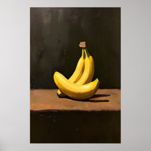 Poster Natureza-Morta de Banana Pintura a Óleo Vintage, E