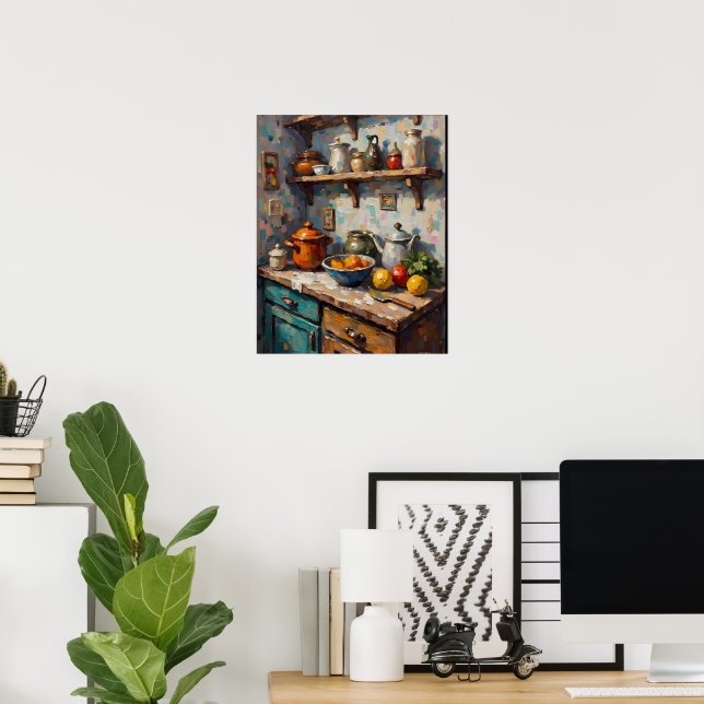 Poster Natureza-Morta de Cozinha Rústica (Escritório em casa)