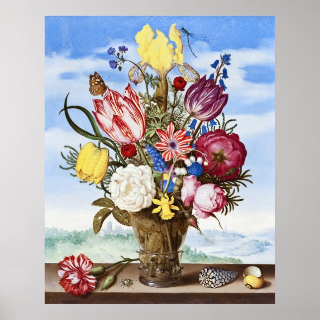 Poster Natureza-morta floral da Idade de Ouro Holandesa v (Frente)