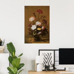 Pôster Natureza Morta Floral Flores em Vaso, Barroco Vint