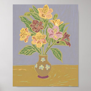 Poster Natureza-morta floral vintage de Alstroemeria em f