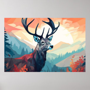 Poster Natureza Selvagem Animal Stag Deer Selva Selva Sel
