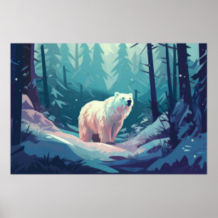 Poster Natureza Selvagem Da Floresta Animal Dos Ursos Pol