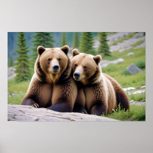 Poster Natureza Selvagem Ursa Grizzly Natureza Animal Afe