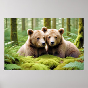 Poster Natureza Selvagem Ursa Grizzly Natureza Animal Afe