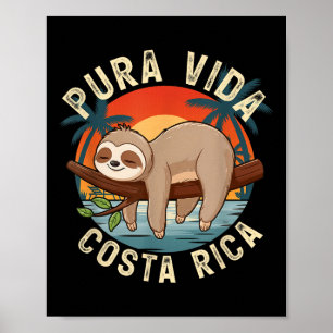 Poster Natureza Tropical Sunset Sloth Costa Rica Pura Vid