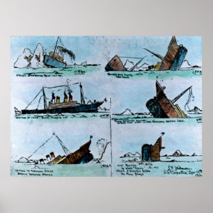 Poster Naufrágio da ilustração titânica do vintage do