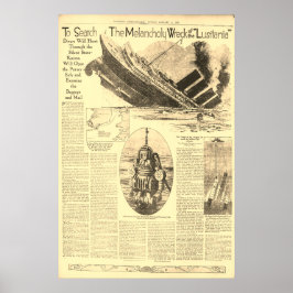 Poster Naufrágio do Lusitania Jornal