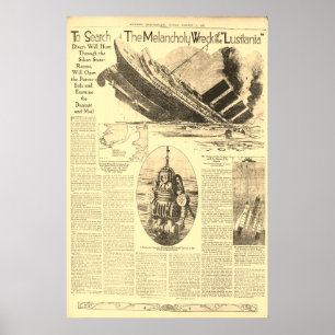Poster Naufrágio do Lusitania Jornal