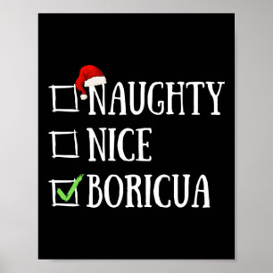 Poster Naughn Nice Boricua Funny Porto Rico Santa Hat C