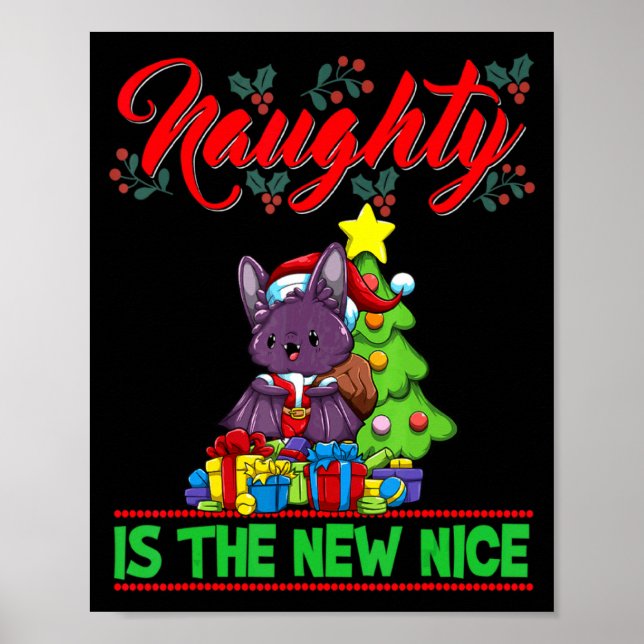 Poster Naughty Is The New Nice Christmas Santa Xmas T Shi (Frente)