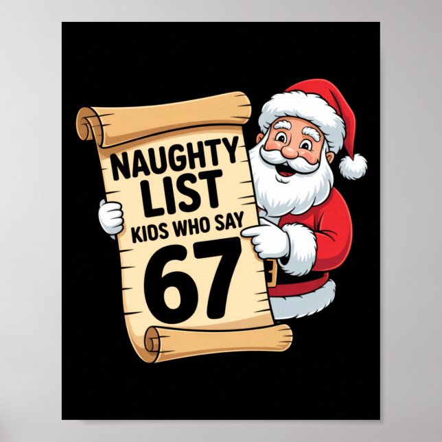 Poster Naughty List Kids Who Say 67 Funny Meme Christmas  (Frente)
