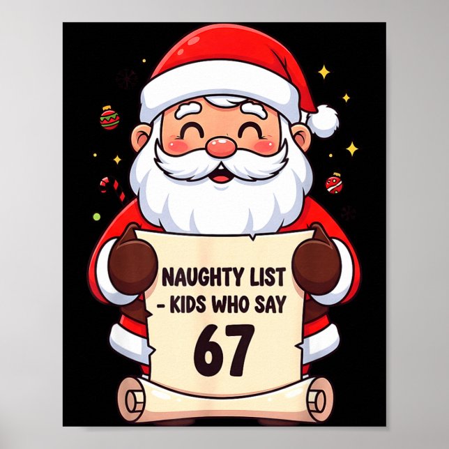Poster Naughty List Kids Who Say 67 Funny Teacher Christm (Frente)