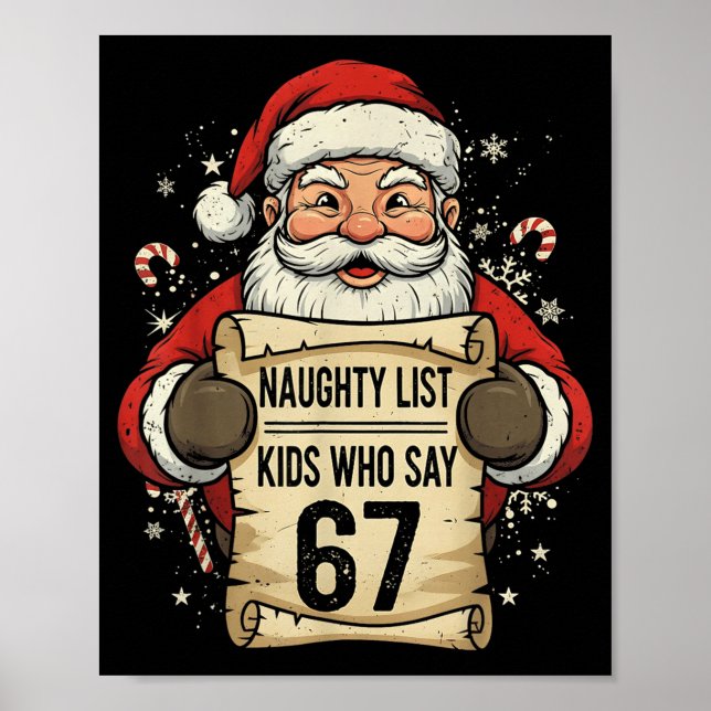 Poster Naughty List Kids Who Say 67 Funny Teacher Christm (Frente)