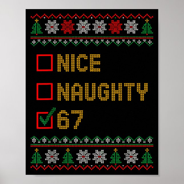 Poster Naughty Nice 6 7 Funny Brainrot Meme Ugly Xmas Six (Frente)
