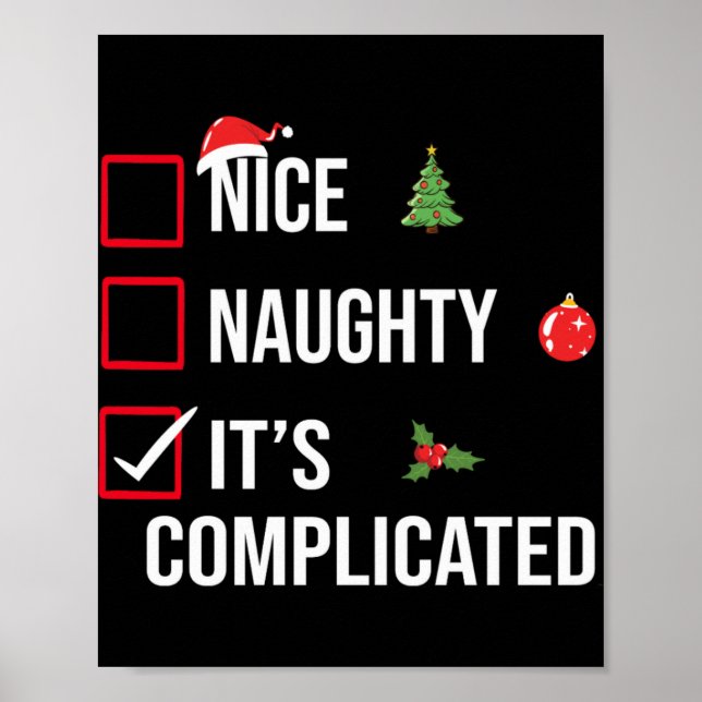 Poster Naughty Nice Its Complicated Funny Christmas  (Frente)