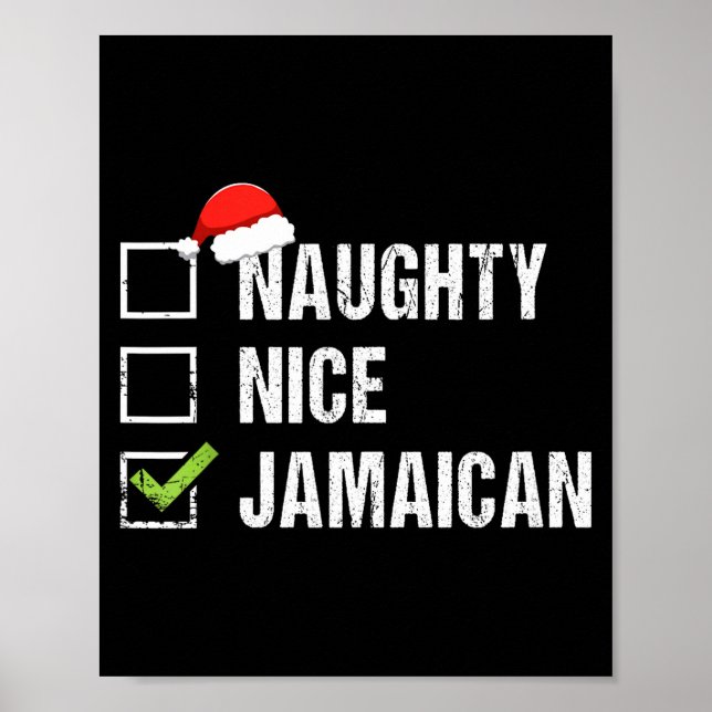 Poster Naughty Nice Jamaican Shirt Santa Hat Christmas Gi (Frente)