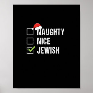 Poster Naughty Nice Jewish Santa Christmas  