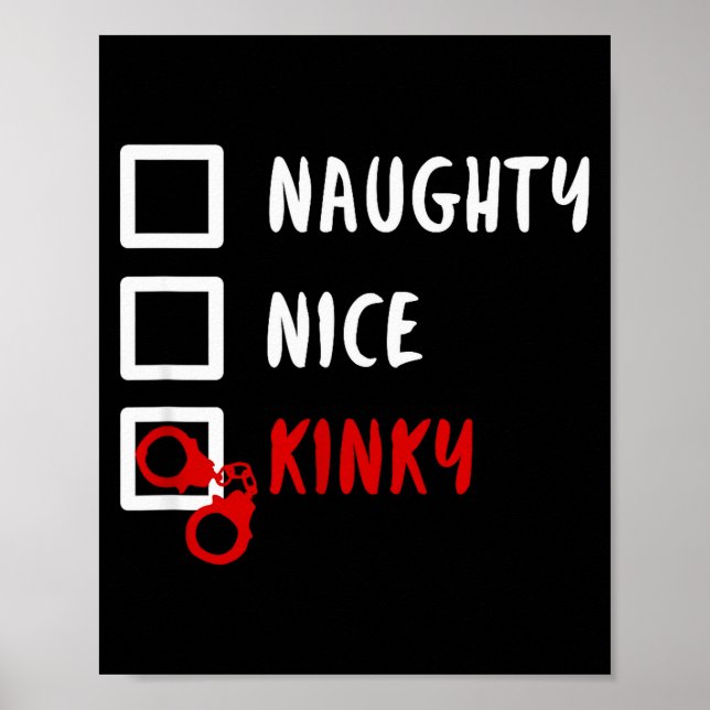 Poster Naughty Nice Kinky Christmas List Santa Hanuffs Gi (Frente)