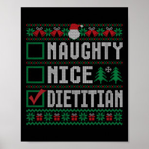 Poster Naughty Nice Lista de Natal Dietitiana Férias Seas