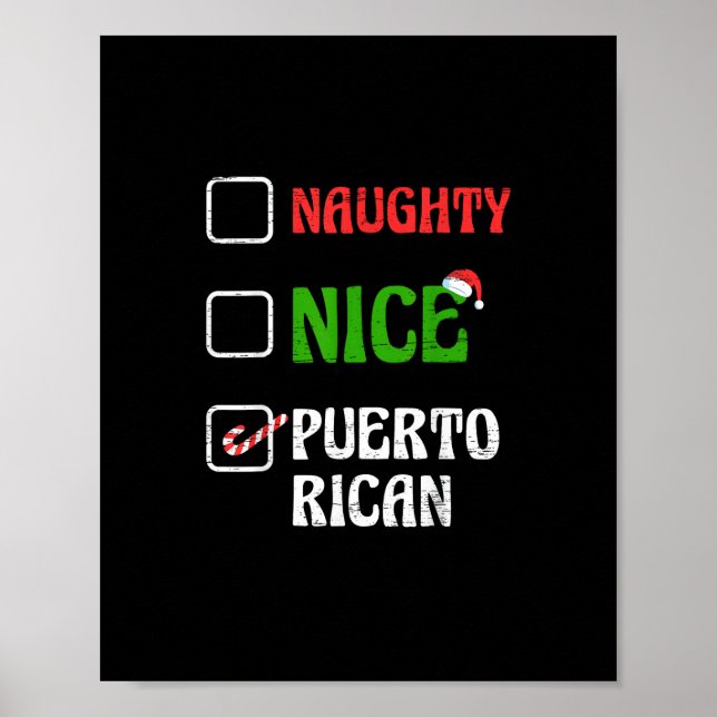 Poster Naughty Nice Puertorican Santa Holiday Sweet  (Frente)