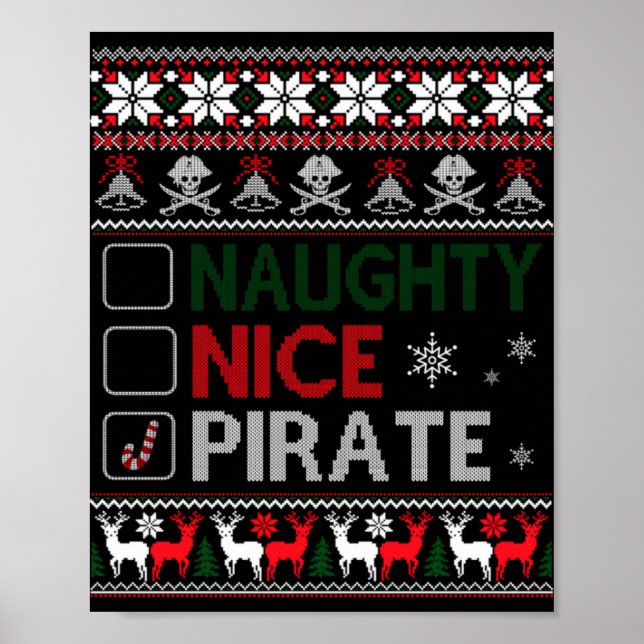 Poster Naughty Nice Rate Funny Christmas Checklist Ugly  (Frente)