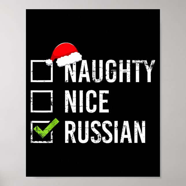 Poster Naughty Nice Russian Shirt Santa Funny Russia Chri (Frente)